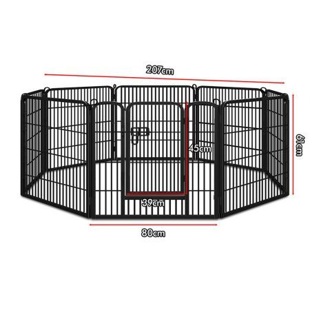 BEASTIE Dog Playpen Pet Enclosure 8 Panel Metal Puppy Fence Exercise 24"