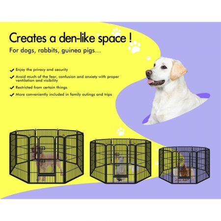 BEASTIE Dog Playpen Pet Fence 8 Panel Metal Enclosure Puppy Exercise 32"