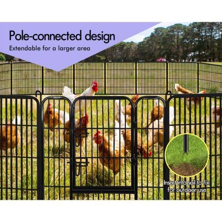 BEASTIE Dog Playpen Pet Fence 8 Panel Metal Enclosure Puppy Exercise 32"