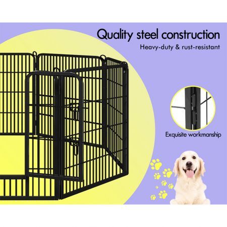 BEASTIE Dog Playpen Pet Fence 8 Panel Metal Enclosure Puppy Exercise 32"