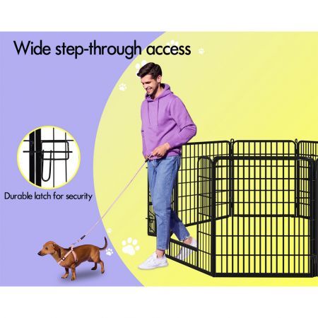 BEASTIE Dog Playpen Pet Fence 8 Panel Metal Enclosure Puppy Exercise 32"