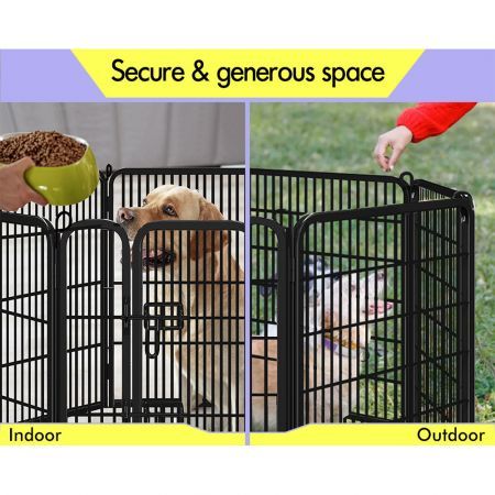 BEASTIE Dog Playpen Pet Fence 8 Panel Metal Enclosure Puppy Exercise 32"