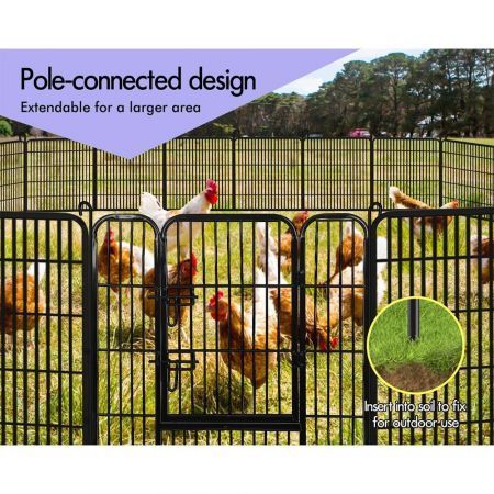 BEASTIE Dog Playpen Pet Fence Metal Panel Enclosure Puppy Exercise Pen 40" Large