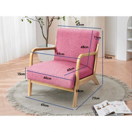 ALFORDSON Armchair Accent Chair Fabric Lounge Sofa Wood Couch Seat Pink