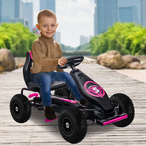 Kahuna G18 Kids Ride On Pedal Go Kart Racing Style - Rose Pink