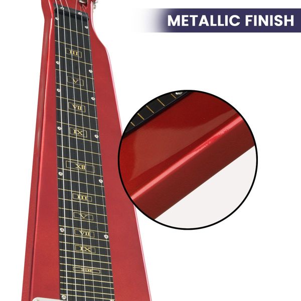 Karrera 29in 6-String Lap Steel Hawaiian Guitar - Metallic Red