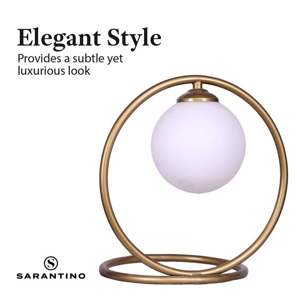 Sarantino Gold Metal Table Lamp with White Glass Shade