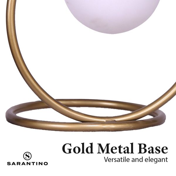 Sarantino Gold Metal Table Lamp with White Glass Shade