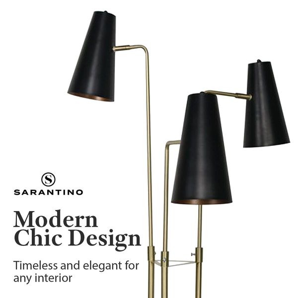 Sarantino Brass Floor Lamp with Three Metal Shades