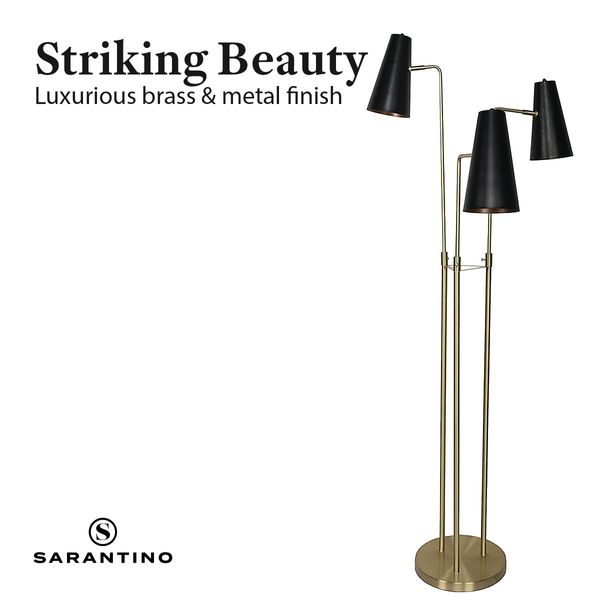 Sarantino Brass Floor Lamp with Three Metal Shades