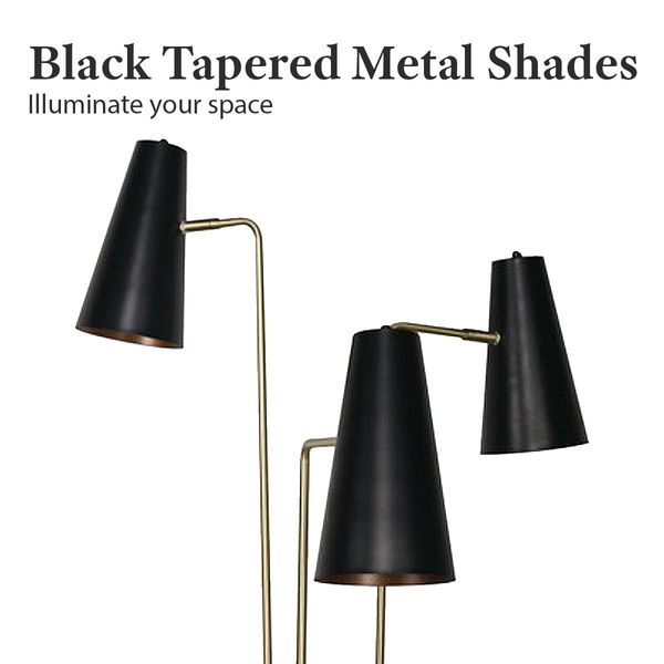 Sarantino Brass Floor Lamp with Three Metal Shades