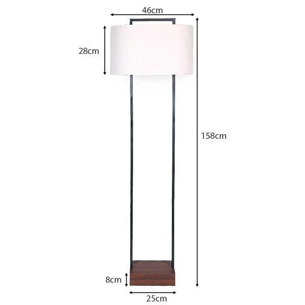 Sarantino Wood Floor Lamp in Cherry Base & Black Finish Body