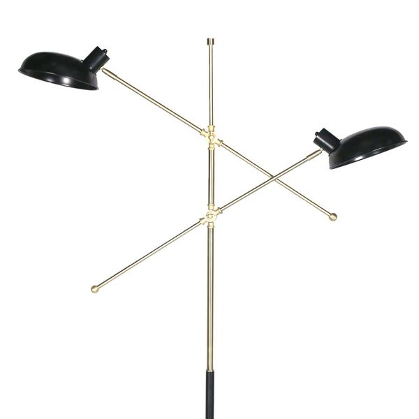 Sarantino Adjustable Arm Floor Lamp w/ 2 Lights - Black & Gold Finish