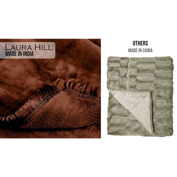 Laura Hill Faux Mink Blanket 800GSM Heavy Double-Sided - Chocolate