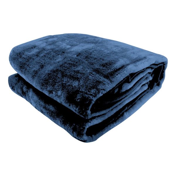 Laura Hill Faux Mink Blanket 800GSM Heavy Double-Sided - Navy Blue