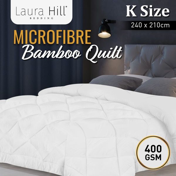 Laura Hill Microfibre Bamboo Comforter Quilt Doona 400GSM - King