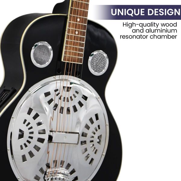 Karrera 40in Resonator Guitar - Black