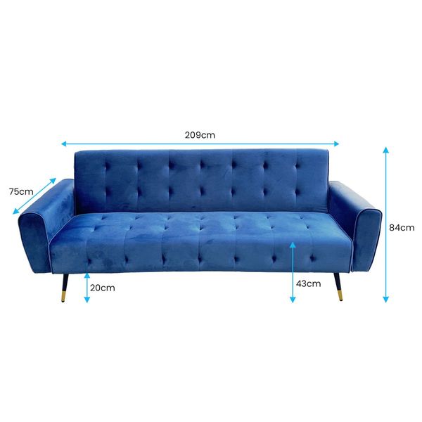 Sarantino Ava Tufted Velvet Sofa Bed  - Blue