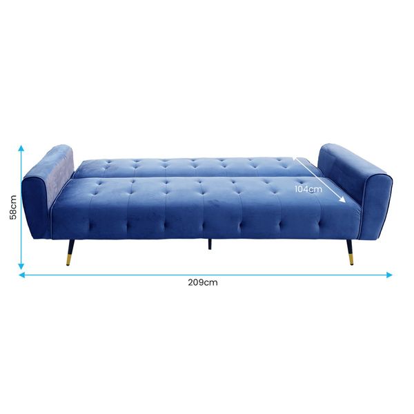 Sarantino Ava Tufted Velvet Sofa Bed  - Blue