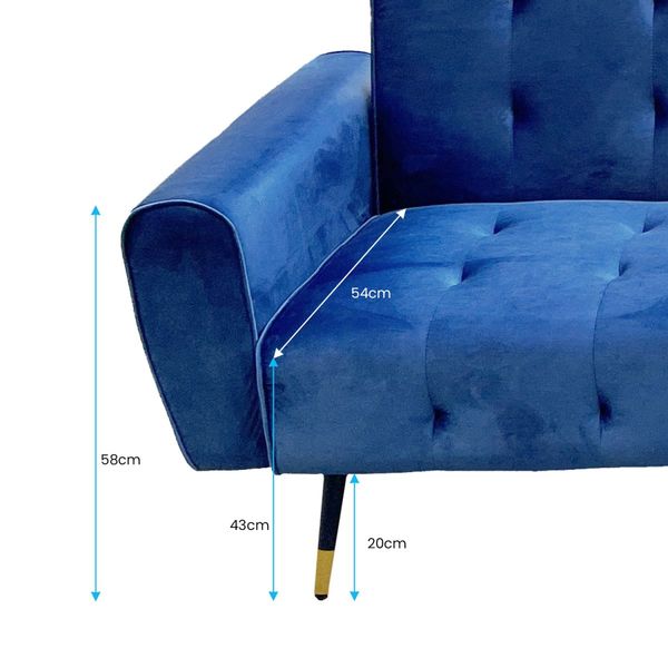 Sarantino Ava Tufted Velvet Sofa Bed  - Blue