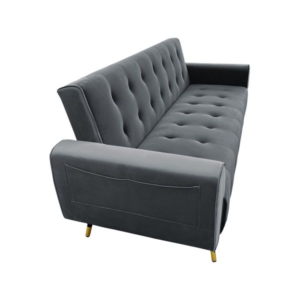 Sarantino Ava Tufted Velvet Sofa Bed  - Dark Grey