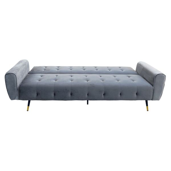 Sarantino Ava Tufted Velvet Sofa Bed  - Light Grey