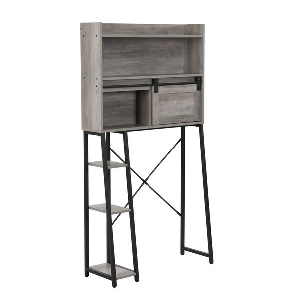 IHOMDEC Bathroom Storage Cabinet with Sliding Barn Door Grey