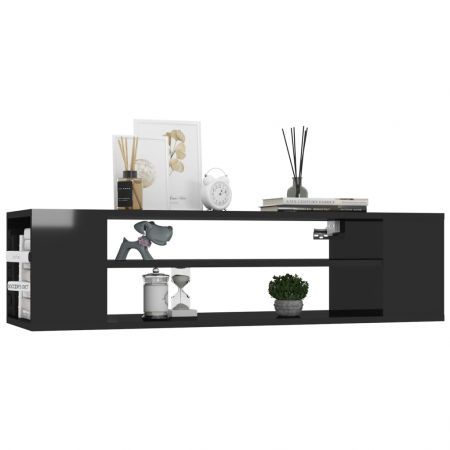 Hanging TV Cabinet High Gloss Black 100x30x26.5 cm Engineered Wood