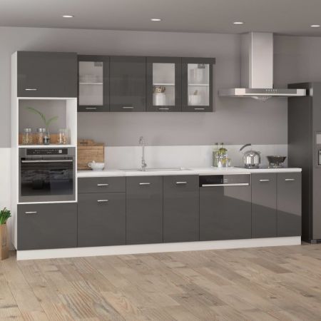 Dishwasher Panel High Gloss Grey 59.5x3x67 cm Engineered Wood