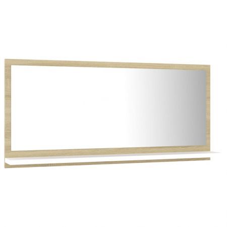 Bathroom Mirror White and Sonoma Oak 80x10.5x37 cm Engineered Wood