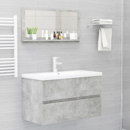 Bathroom Mirror Concrete Grey 80x10.5x37 cm Engineered Wood