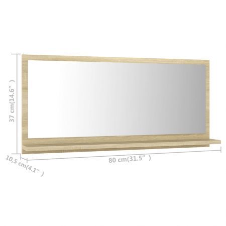 Bathroom Mirror Sonoma Oak 80x10.5x37 cm Engineered Wood