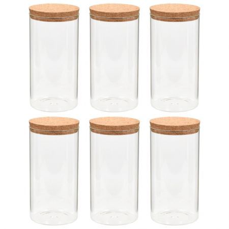 Storage Glass Jars with Cork Lid 6 pcs 1400 ml