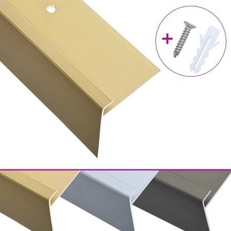 F-shape Stair Nosings 15 pcs Aluminium 90 cm Gold