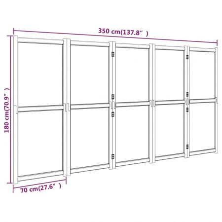 5-Panel Room Divider Cream White 350x180 cm