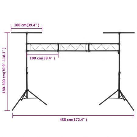 Light Stand Black 438x115x(180-300) cm Steel