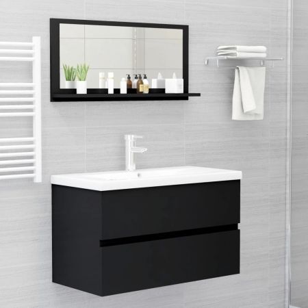 Bathroom Mirror Black 80x10.5x37 cm Engineered Wood