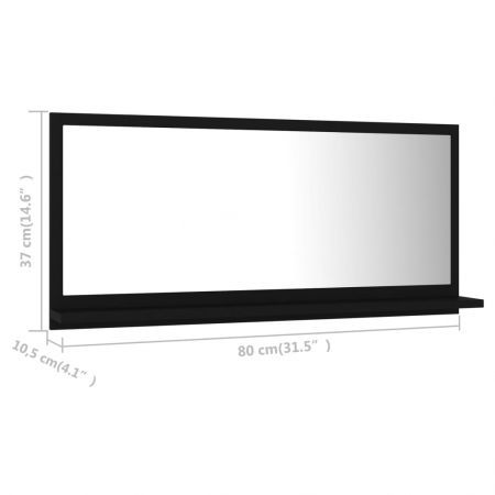 Bathroom Mirror Black 80x10.5x37 cm Engineered Wood