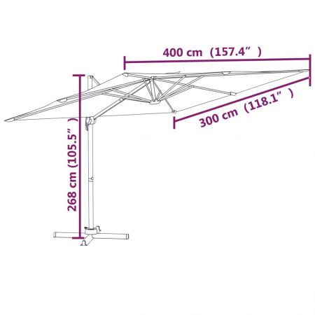 Cantilever Umbrella with Aluminium Pole Sand White 400x300 cm