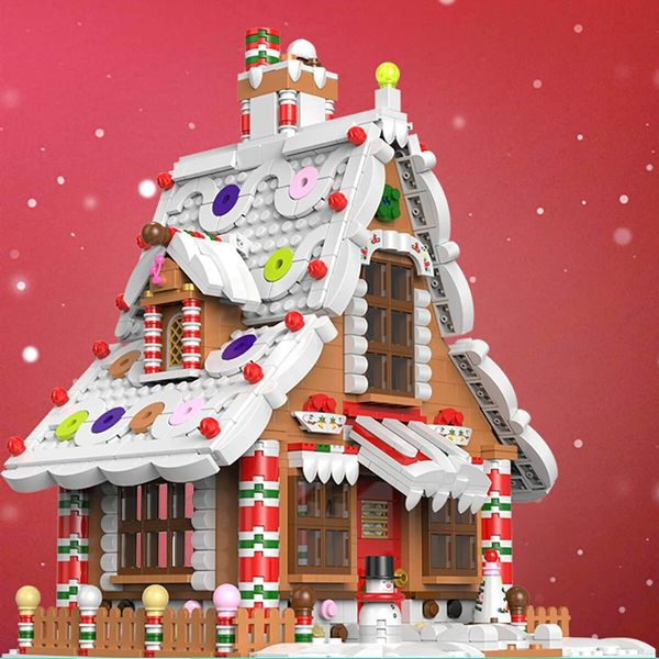 Christmas Gingerbread House kit Building Block Set Toys,with led Light,A Great Holiday Present Idea for Christmas (1455 Pieces)