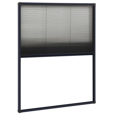 Plisse Insect Screen for Windows Aluminium Anthracite 60x80 cm