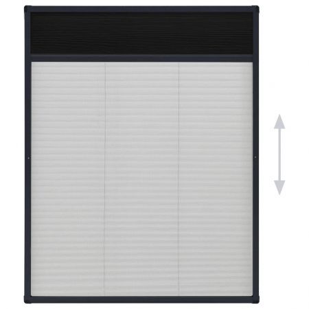 Plisse Insect Screen for Windows Aluminium Anthracite 60x80 cm