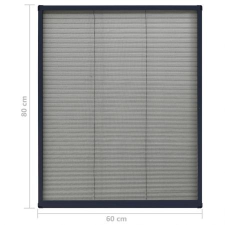 Plisse Insect Screen for Windows Aluminium Anthracite 60x80 cm