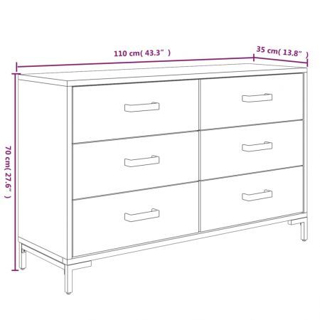 Sideboard Brown 110x35x70 cm Solid Pinewood