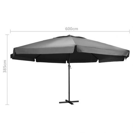 Outdoor Parasol with Aluminium Pole 600 cm Anthracite