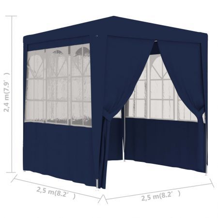 Professional Party Tent with Side Walls 2.5x2.5 m Blue 90 g/m²