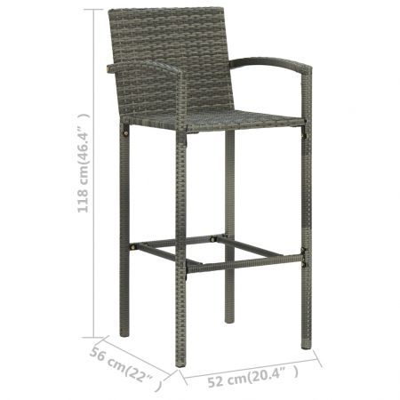 Bar Stools 4 pcs Grey Poly Rattan