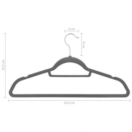 50 pcs Clothes Hanger Set Anti-slip Grey Velvet