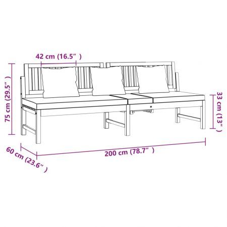 Day Bed with Grey Cushion 200x60x75 cm Solid Wood Acacia