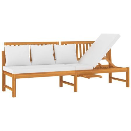 Day Bed with Cream Cushion 200x60x75 cm Solid Wood Acacia